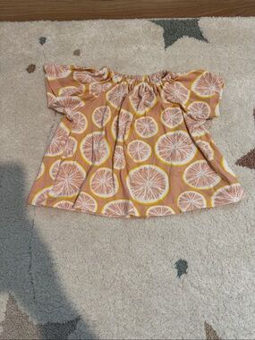 Milkbarn Pink Orange Yellow Citrus Print Kids Top